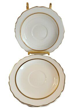 Lido Vintage 1930s/40s W.S. George Pottery Co. 22K Gold Trim 3 saucers